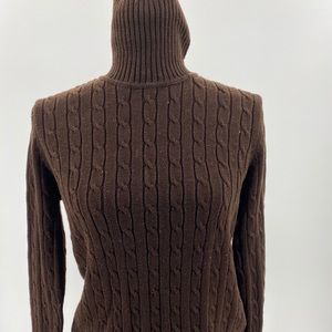 Jones New York Brown Knit Turtleneck Long Sleeve